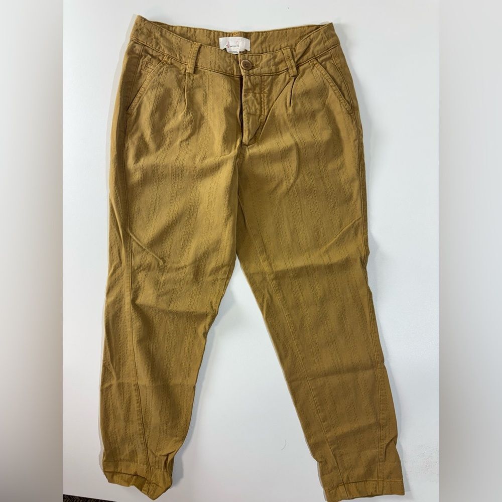 Anthropologie Tan Straight-Leg Pants